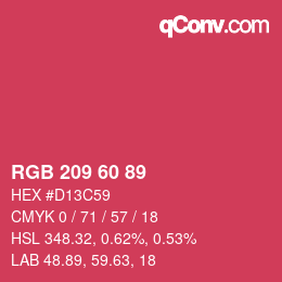 カラーコード: RGB 209 60 89 | qconv.com