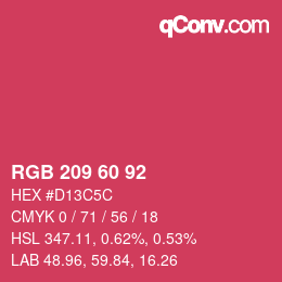 Color code: RGB 209 60 92 | qconv.com