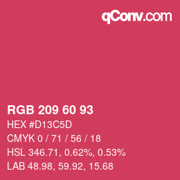 カラーコード: RGB 209 60 93 | qconv.com
