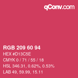 カラーコード: RGB 209 60 94 | qconv.com