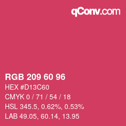 カラーコード: RGB 209 60 96 | qconv.com