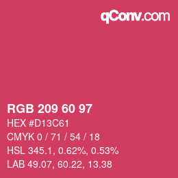 カラーコード: RGB 209 60 97 | qconv.com