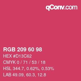 カラーコード: RGB 209 60 98 | qconv.com
