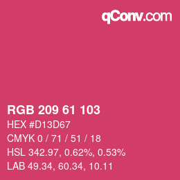 カラーコード: RGB 209 61 103 | qconv.com