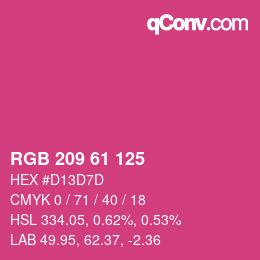 颜色代码: RGB 209 61 125 | qconv.com