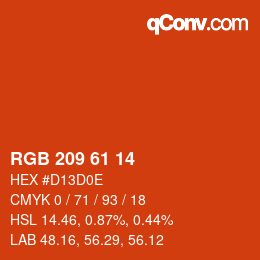 Color code: RGB 209 61 14 | qconv.com