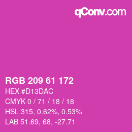 颜色代码: RGB 209 61 172 | qconv.com