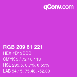 Color code: RGB 209 61 221 | qconv.com
