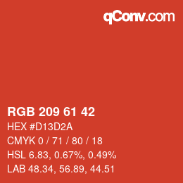 カラーコード: RGB 209 61 42 | qconv.com