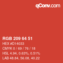 颜色代码: RGB 209 64 51 | qconv.com