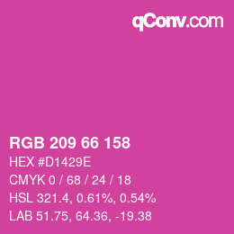 カラーコード: RGB 209 66 158 | qconv.com