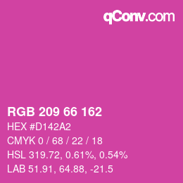 カラーコード: RGB 209 66 162 | qconv.com