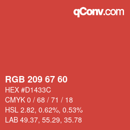 カラーコード: RGB 209 67 60 | qconv.com