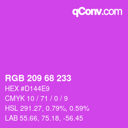 颜色代码: RGB 209 68 233 | qconv.com