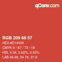 カラーコード: RGB 209 68 57 | qconv.com