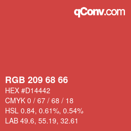 カラーコード: RGB 209 68 66 | qconv.com
