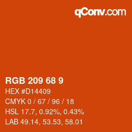 カラーコード: RGB 209 68 9 | qconv.com