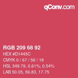 カラーコード: RGB 209 68 92 | qconv.com