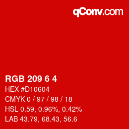 カラーコード: RGB 209 6 4 | qconv.com