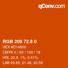カラーコード: RGB 209 72.8 0 | qconv.com
