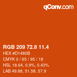 カラーコード: RGB 209 72.8 11.4 | qconv.com