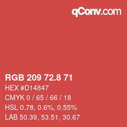 カラーコード: RGB 209 72.8 71 | qconv.com