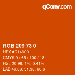 カラーコード: RGB 209 73 0 | qconv.com