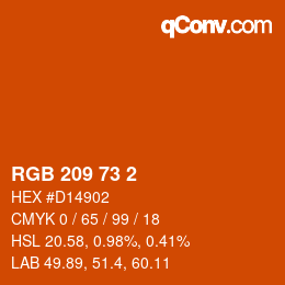 カラーコード: RGB 209 73 2 | qconv.com