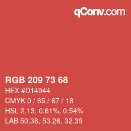 Color code: RGB 209 73 68 | qconv.com