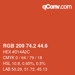 カラーコード: RGB 209 74.2 44.6 | qconv.com