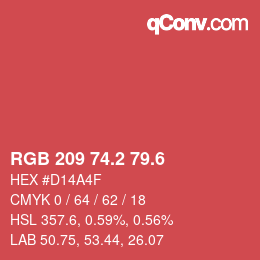 カラーコード: RGB 209 74.2 79.6 | qconv.com