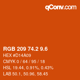 カラーコード: RGB 209 74.2 9.6 | qconv.com