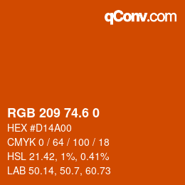 カラーコード: RGB 209 74.6 0 | qconv.com