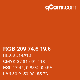カラーコード: RGB 209 74.6 19.6 | qconv.com