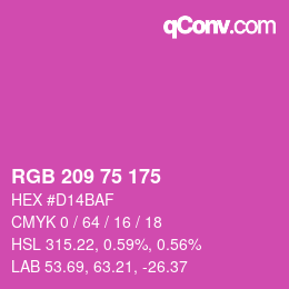 カラーコード: RGB 209 75 175 | qconv.com