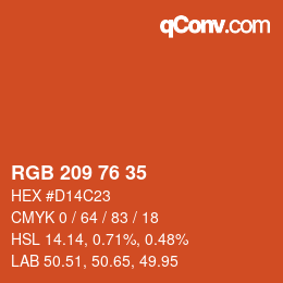 Código de color: RGB 209 76 35 | qconv.com