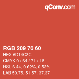 カラーコード: RGB 209 76 60 | qconv.com