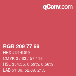 Color code: RGB 209 77 89 | qconv.com