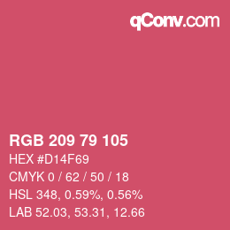 カラーコード: RGB 209 79 105 | qconv.com