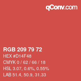 カラーコード: RGB 209 79 72 | qconv.com