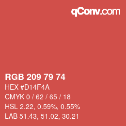 カラーコード: RGB 209 79 74 | qconv.com