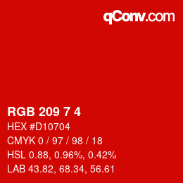 颜色代码: RGB 209 7 4 | qconv.com