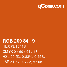カラーコード: RGB 209 84 19 | qconv.com