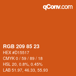 Color code: RGB 209 85 23 | qconv.com