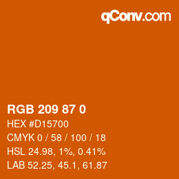 カラーコード: RGB 209 87 0 | qconv.com