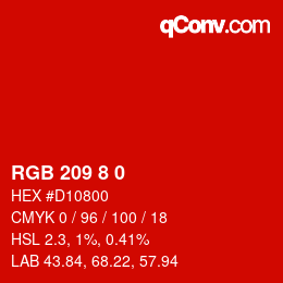 Farbcode: RGB 209 8 0 | qconv.com