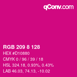 カラーコード: RGB 209 8 128 | qconv.com
