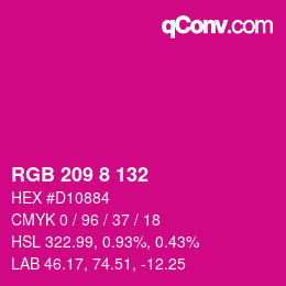 カラーコード: RGB 209 8 132 | qconv.com