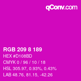 Color code: RGB 209 8 189 | qconv.com