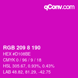 カラーコード: RGB 209 8 190 | qconv.com